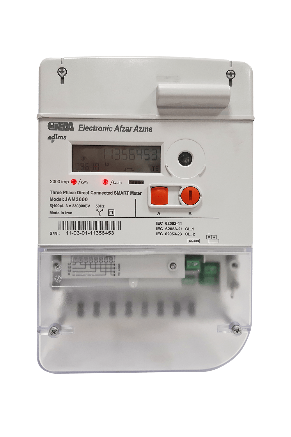 Smart Three-Phase Meter – Secondary Connection (CT Connection) - Model JAM3000CT